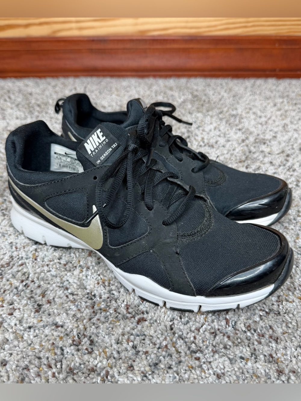 Nike In Season TR 2 Sneakers Tennis Shoes 6.5 Black Metallic Silver White